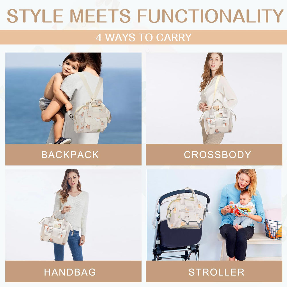 Mozzilog small diaper bag interior compartments show organized pockets for bottles and wipes