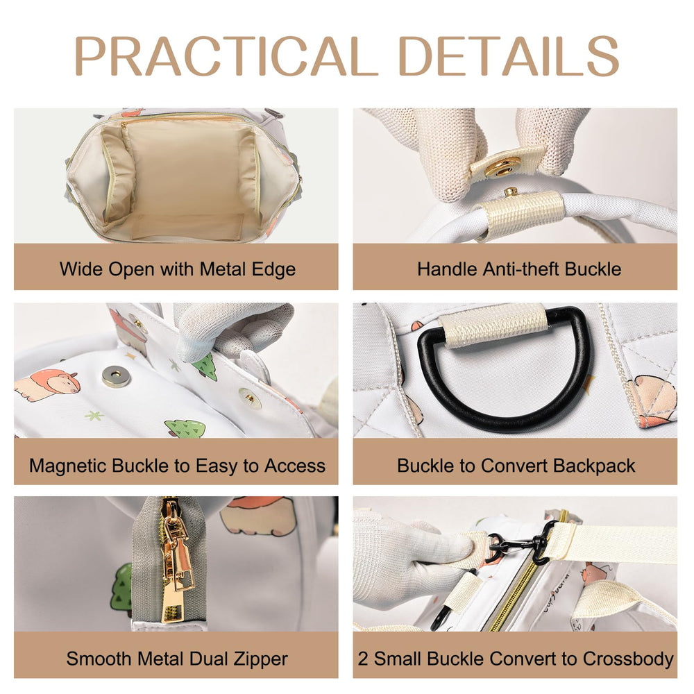 Mozzilog small diaper bag waterproof material close-up highlights easy cleaning after spills