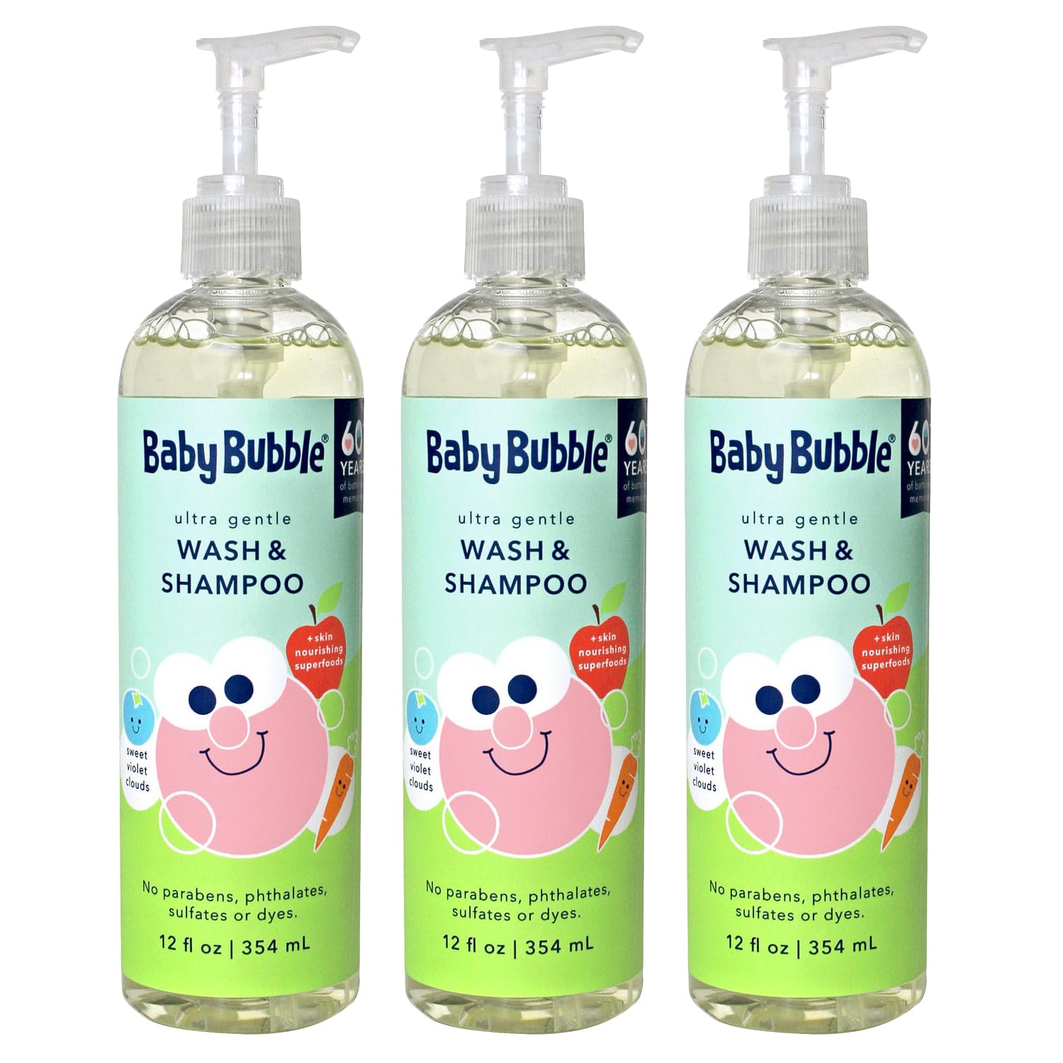 Mr. Bubble baby bubble wash pack3 hero image highlights gentle bath time solution.