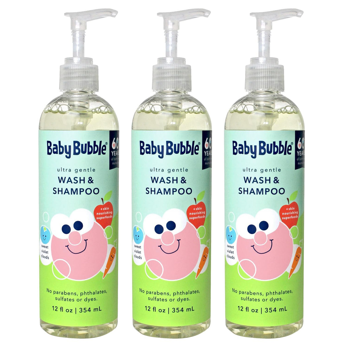 Mr. Bubble baby bubble wash pack3 hero image highlights gentle bath time solution.