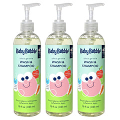 Mr. Bubble baby bubble wash pack3 hero image highlights gentle bath time solution.
