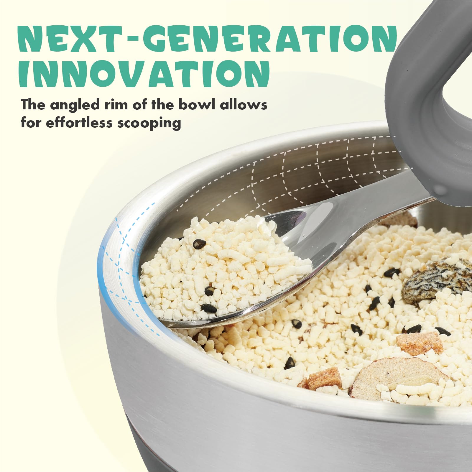 MR. CHOU Baby Bowl Set with angled rim helps little hands scoop food cleanly.