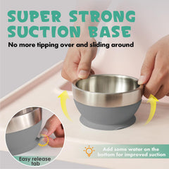 MR. CHOU bowl with lid and utensils provides a complete travel-ready feeding kit.