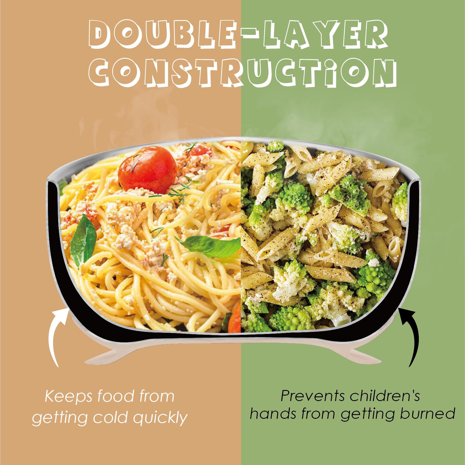 MR. CHOU baby bowls with double-wall insulation retain warmth while keeping exterior cool