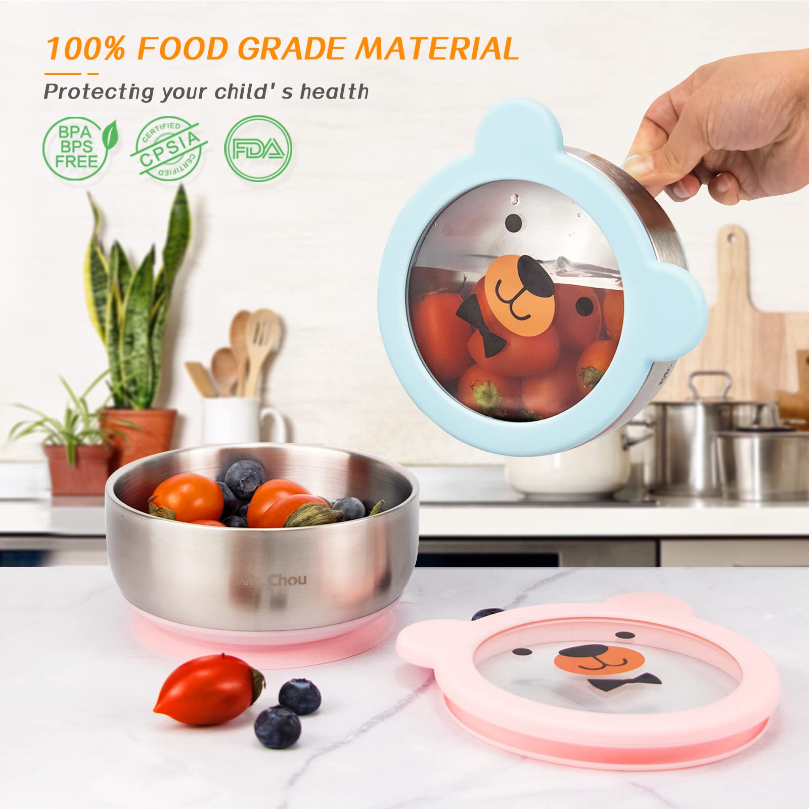 MR. CHOU leakproof lid and seal keep snacks fresh on the go.