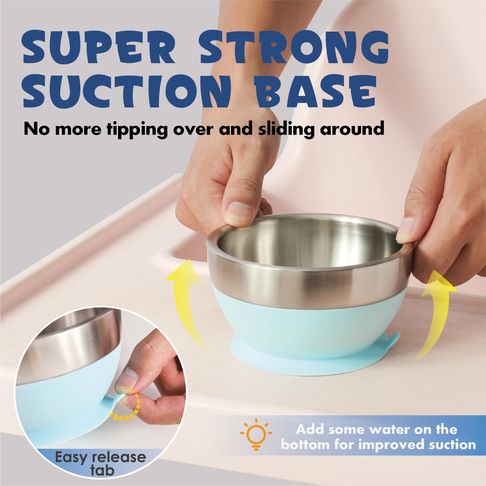 MR. CHOU suction baby bowl double-wall insulation keeps foods at safe temperatures during journeys.