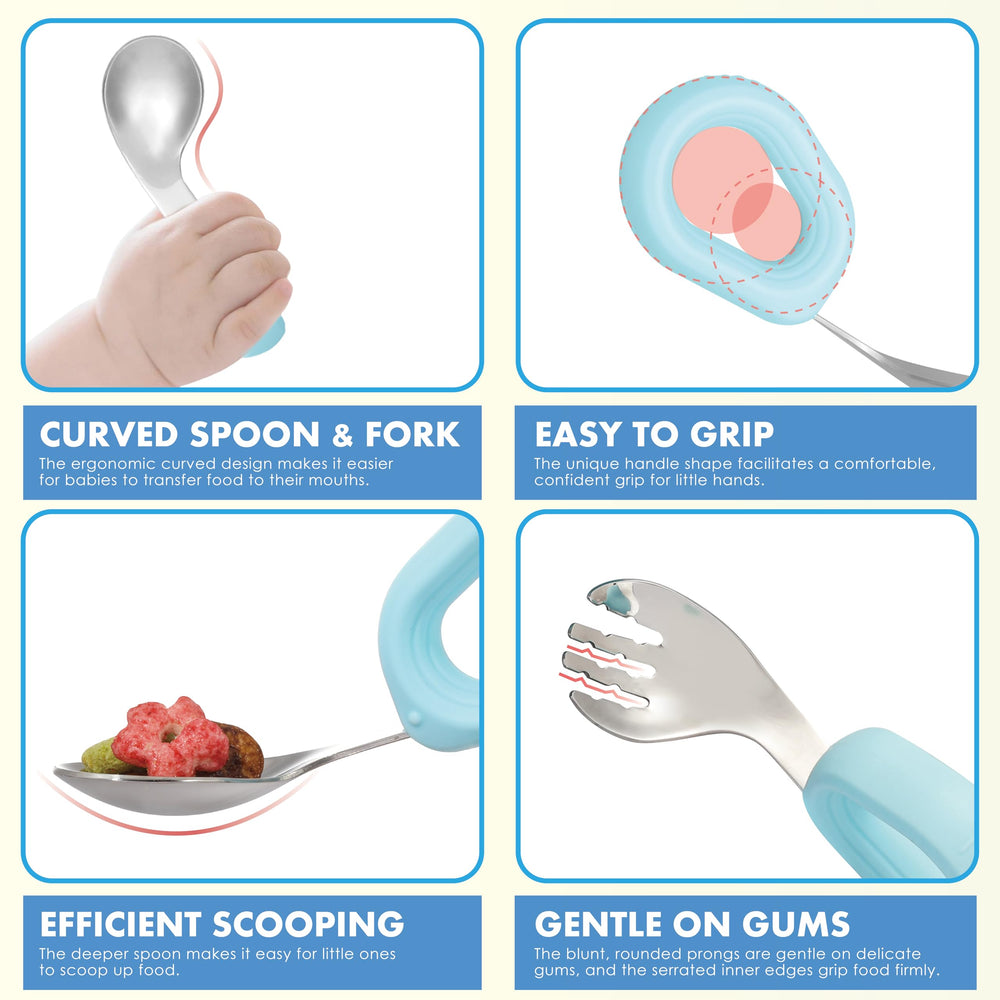 MR. CHOU suction baby bowl spoon pairs perfectly for convenient self-feeding during snack times.