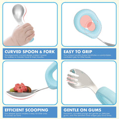 MR. CHOU suction baby bowl spoon pairs perfectly for convenient self-feeding during snack times.