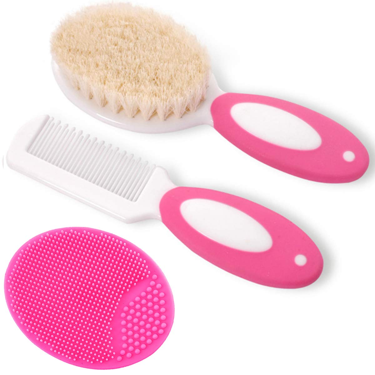 MR LION baby hair brush with soft goat hair for gentle scalp massage and grooming.