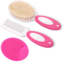 MR LION baby hair brush with soft goat hair for gentle scalp massage and grooming.