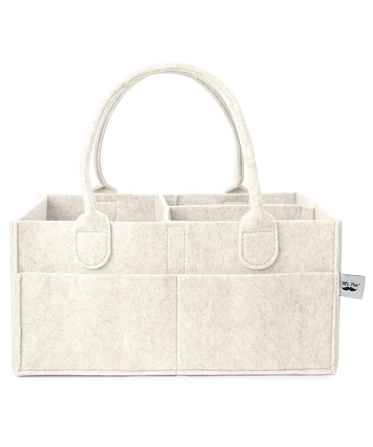 Mr. Pen baby diaper caddy beige on a change station offers easy diaper and wipe access.