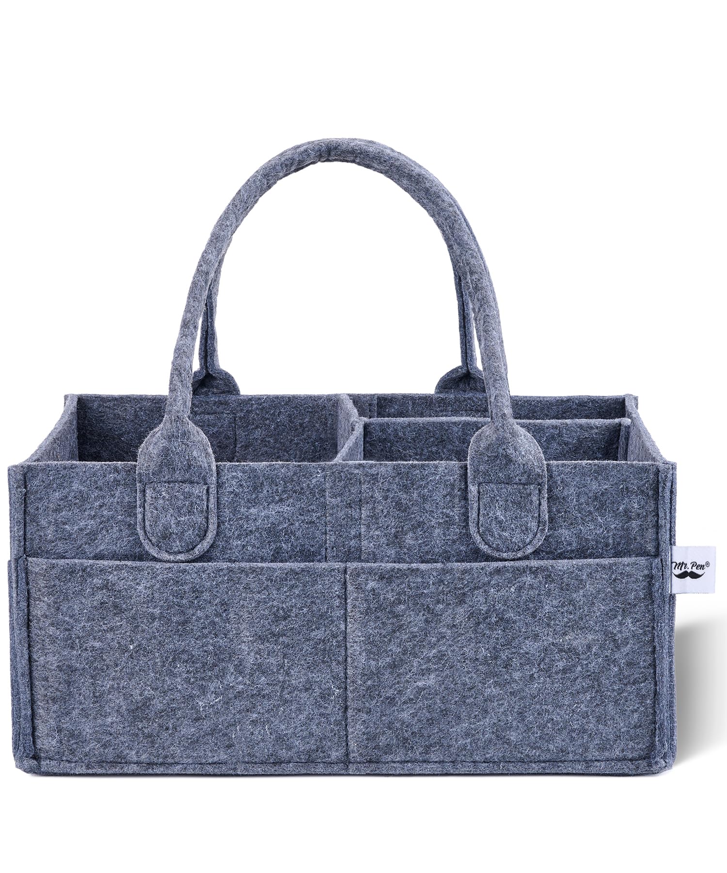 Mr. Pen baby diaper caddy charcoal gray closeup shows soft felt texture and sturdy construction.