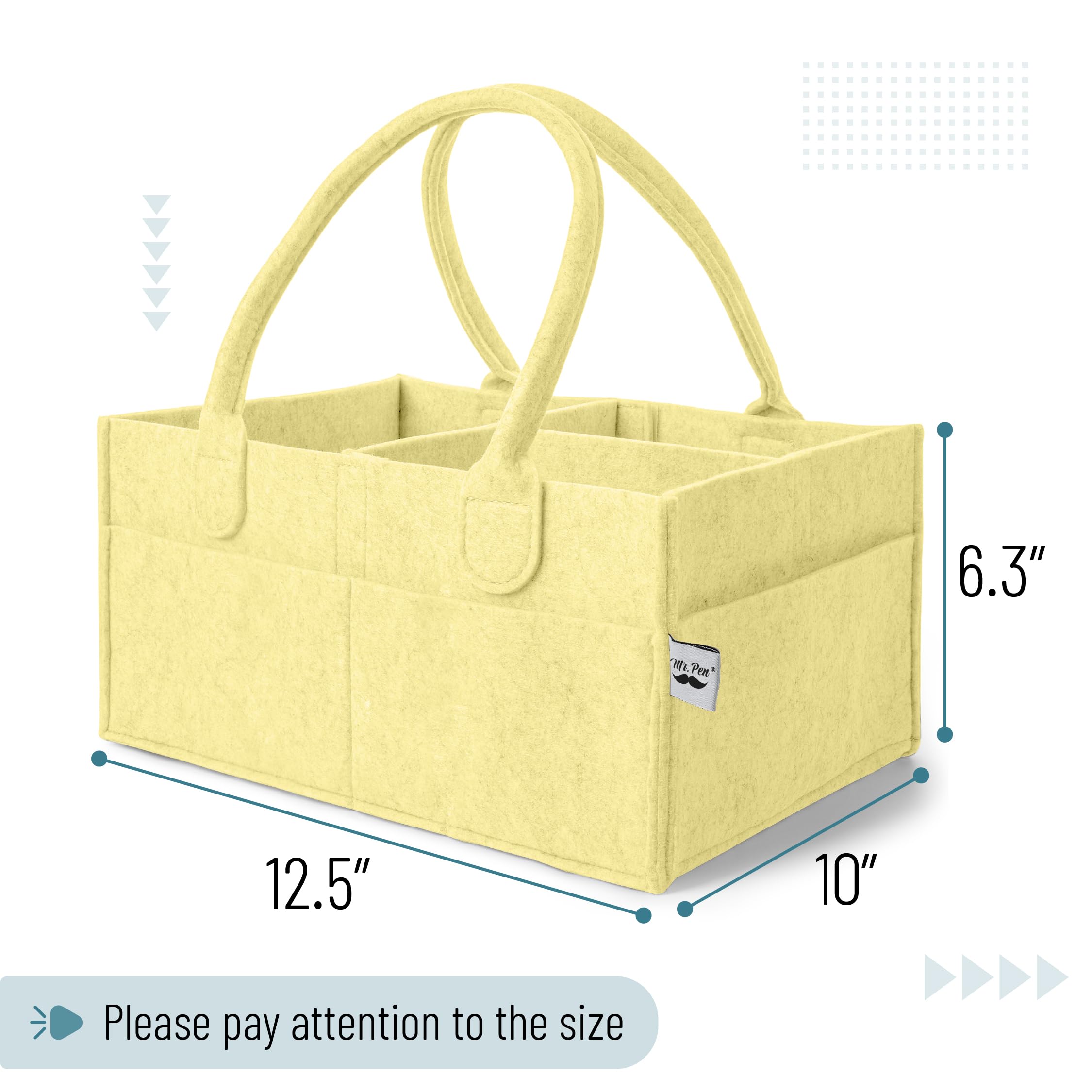 Mr. Pen diaper caddy Lemon Glow interior with removable dividers for flexible storage