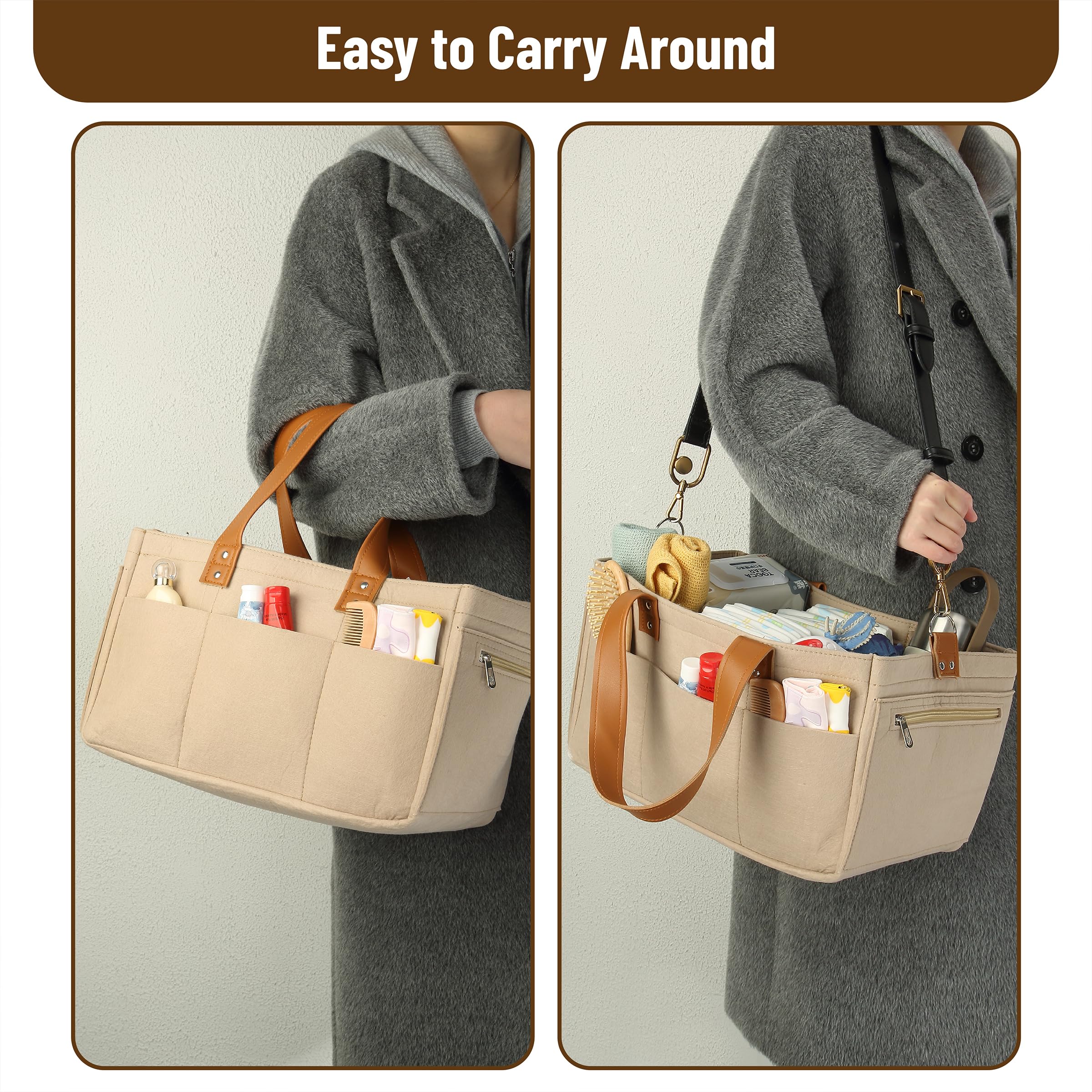 Mr. Pen Diaper Caddy neutral color blends with any decor.