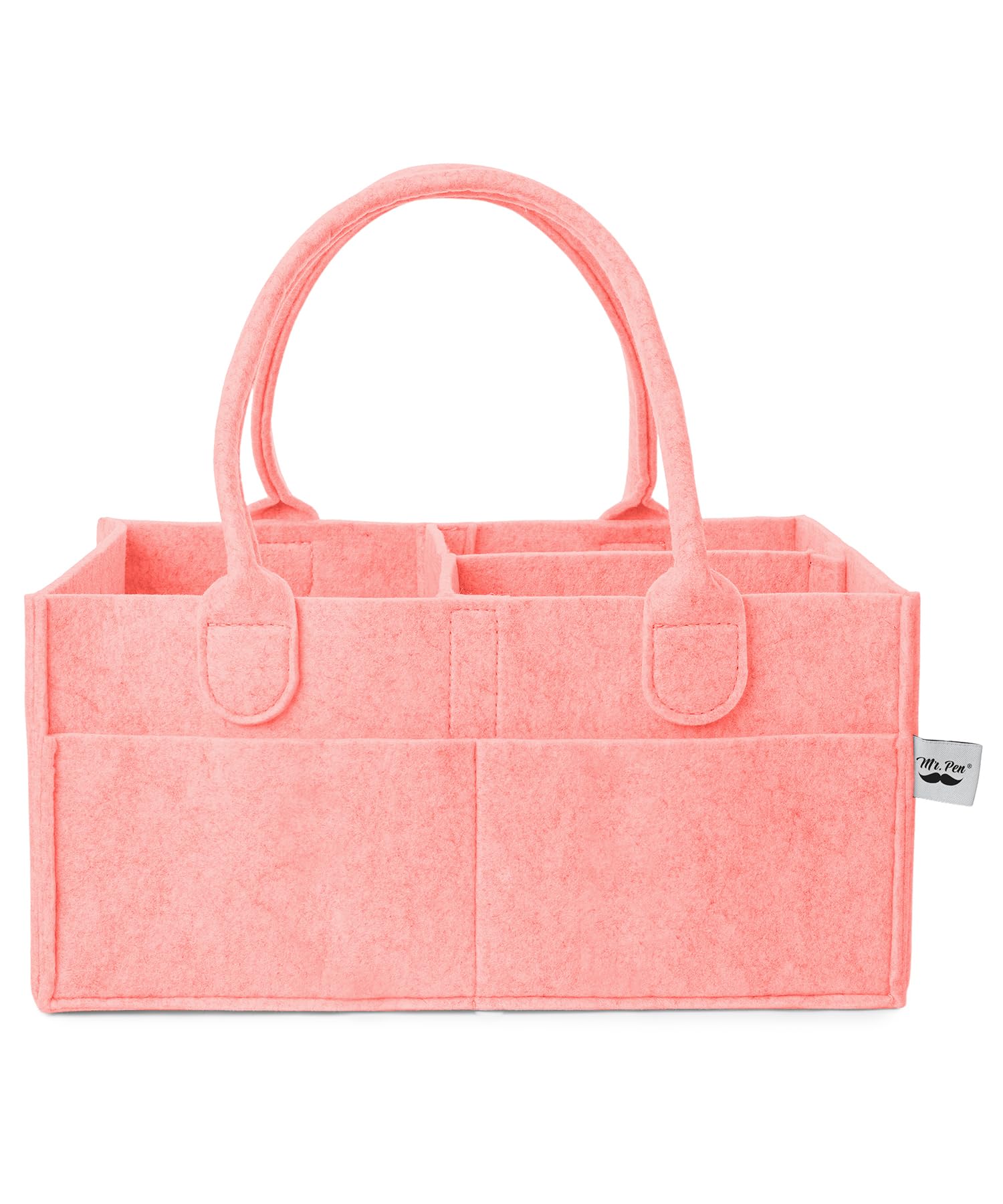 Mr. Pen Baby Diaper Caddy pink front view keeps diapers and wipes within easy reach