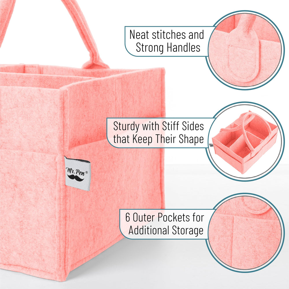 Mr. Pen Baby Diaper Caddy pink long handles enable easy carry