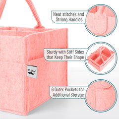 Mr. Pen Baby Diaper Caddy pink long handles enable easy carry