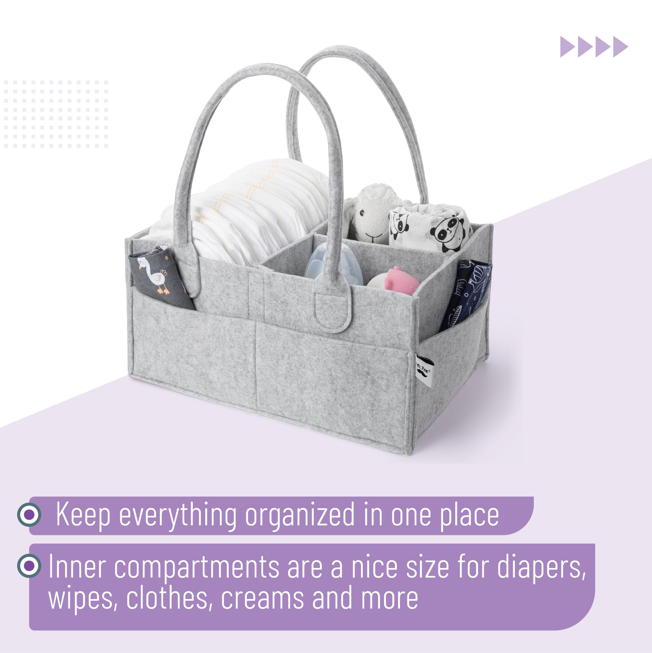 Mr. Pen Baby Diaper Organizer travel-ready with sturdy handles.