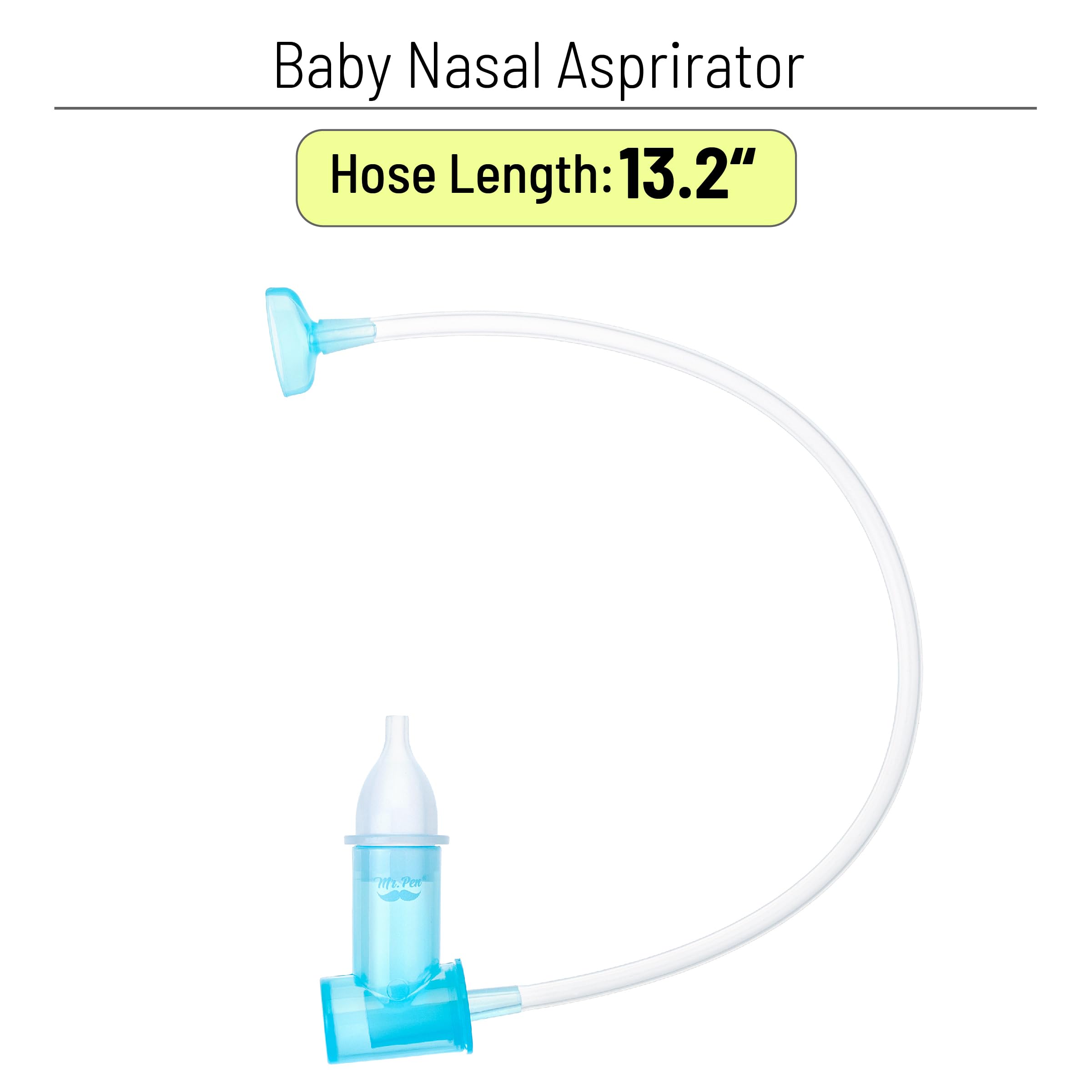 Mr. Pen nasal aspirator's soft tip shown for gentle contact with delicate nasal passages.