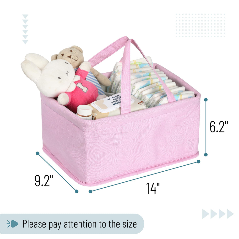 Mr. Pen diaper caddy with sturdy handles for comfortable room-to-room carrying.