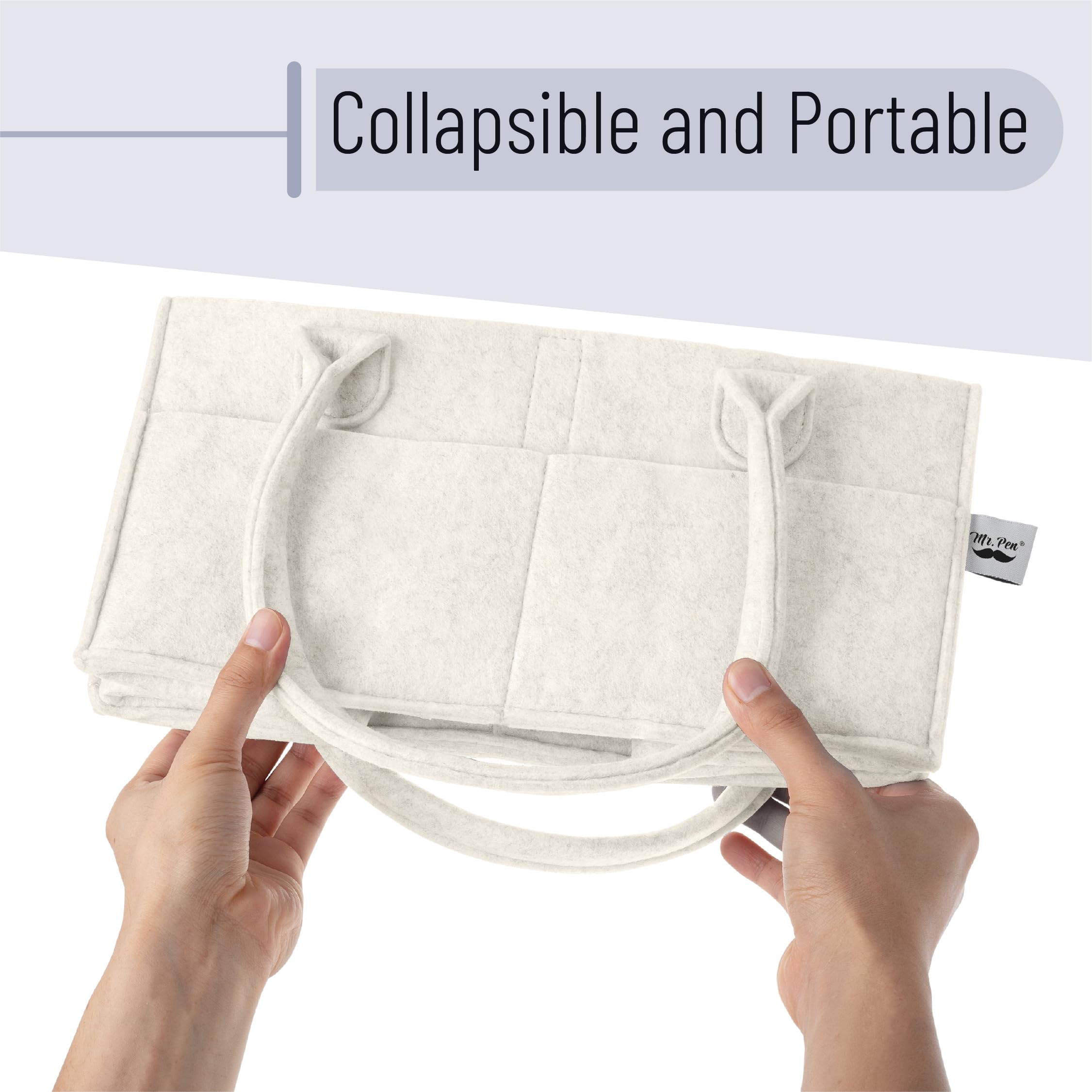 Mr. Pen diaper caddy styled-changing-station blends with decor and keeps essentials ready.