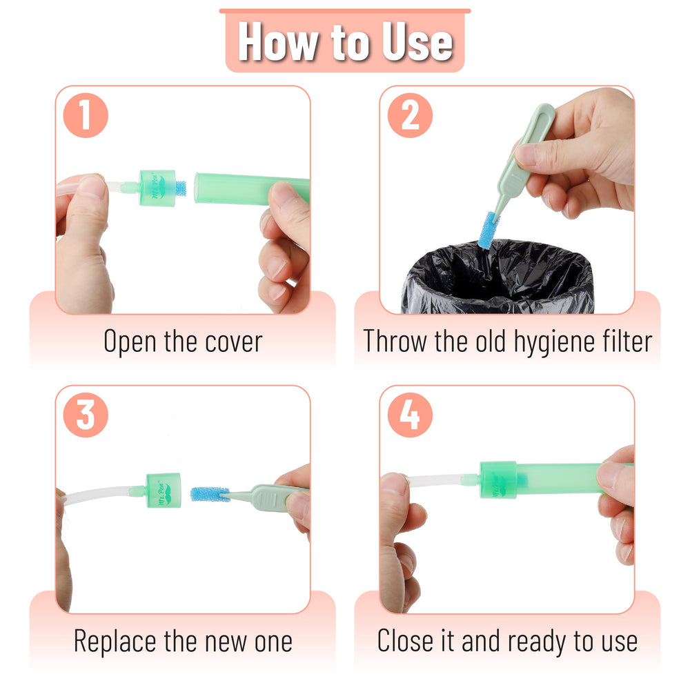 Mr. Pen mucus-trapping filters help keep the aspirator clean for safer, smoother sessions.