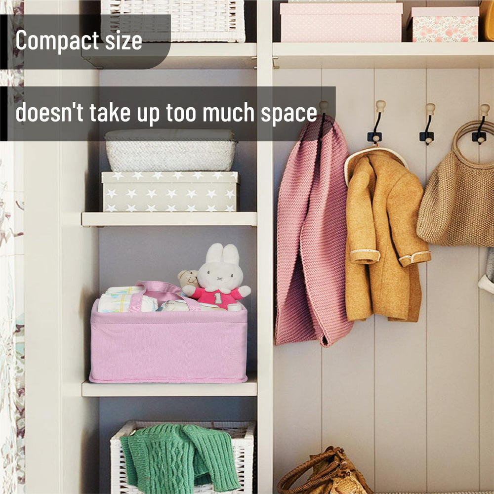 Mr. Pen nursery organization with pink quilted fabric elevates daily diaper routines.
