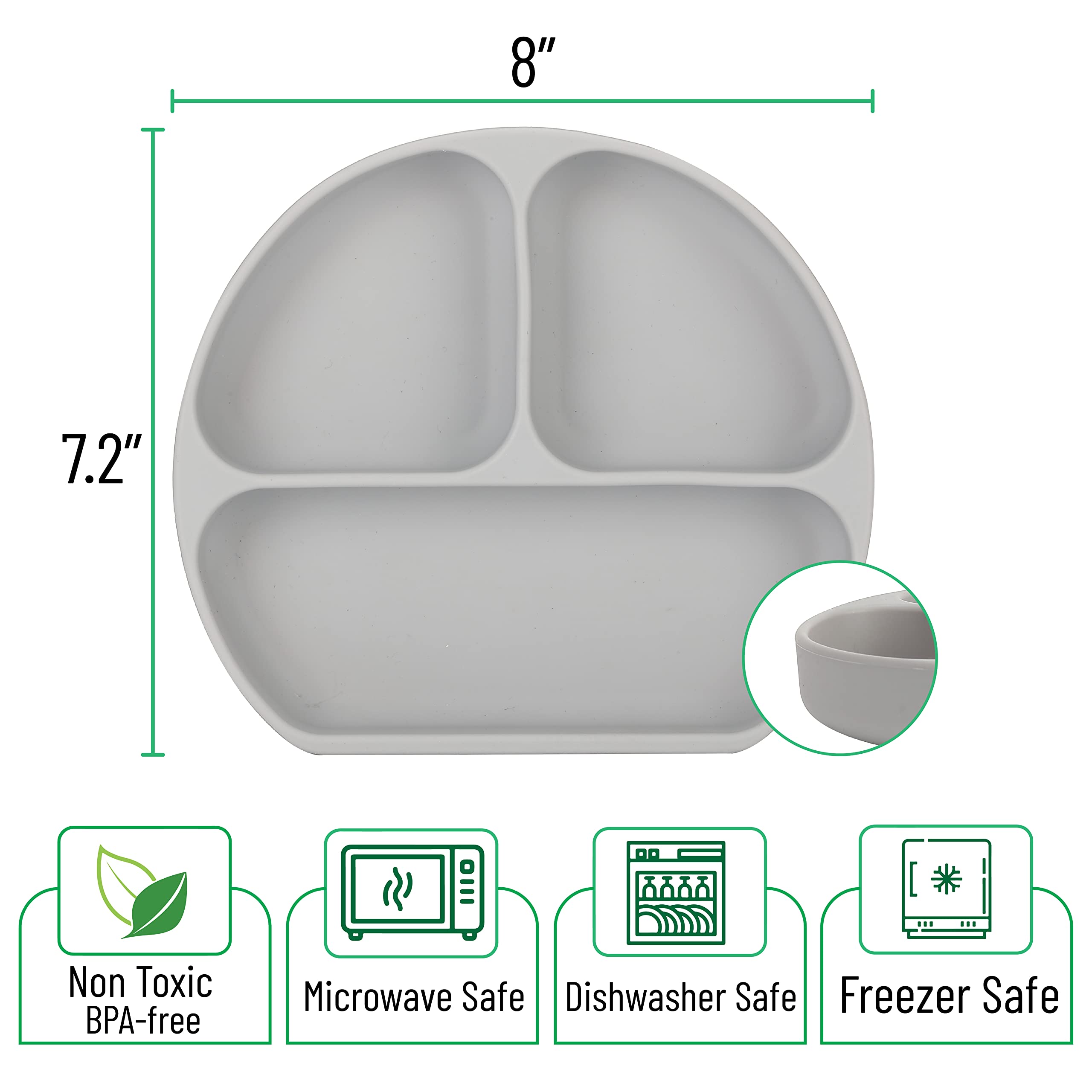 Mr. Pen suction plate with anti-slip base prevents spills during meals