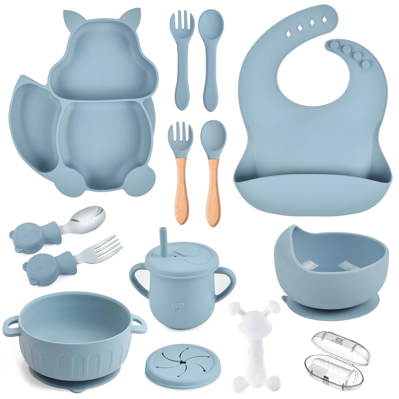 mraisebossup silicone baby feeding plate with suction stays in place, reducing spills.