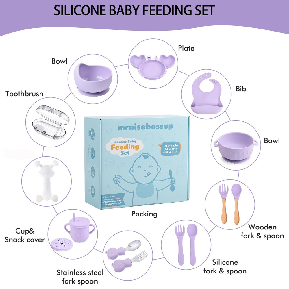 Mraisebossup silicone baby feeding set bowls with suction, easy mess control for toddler meals