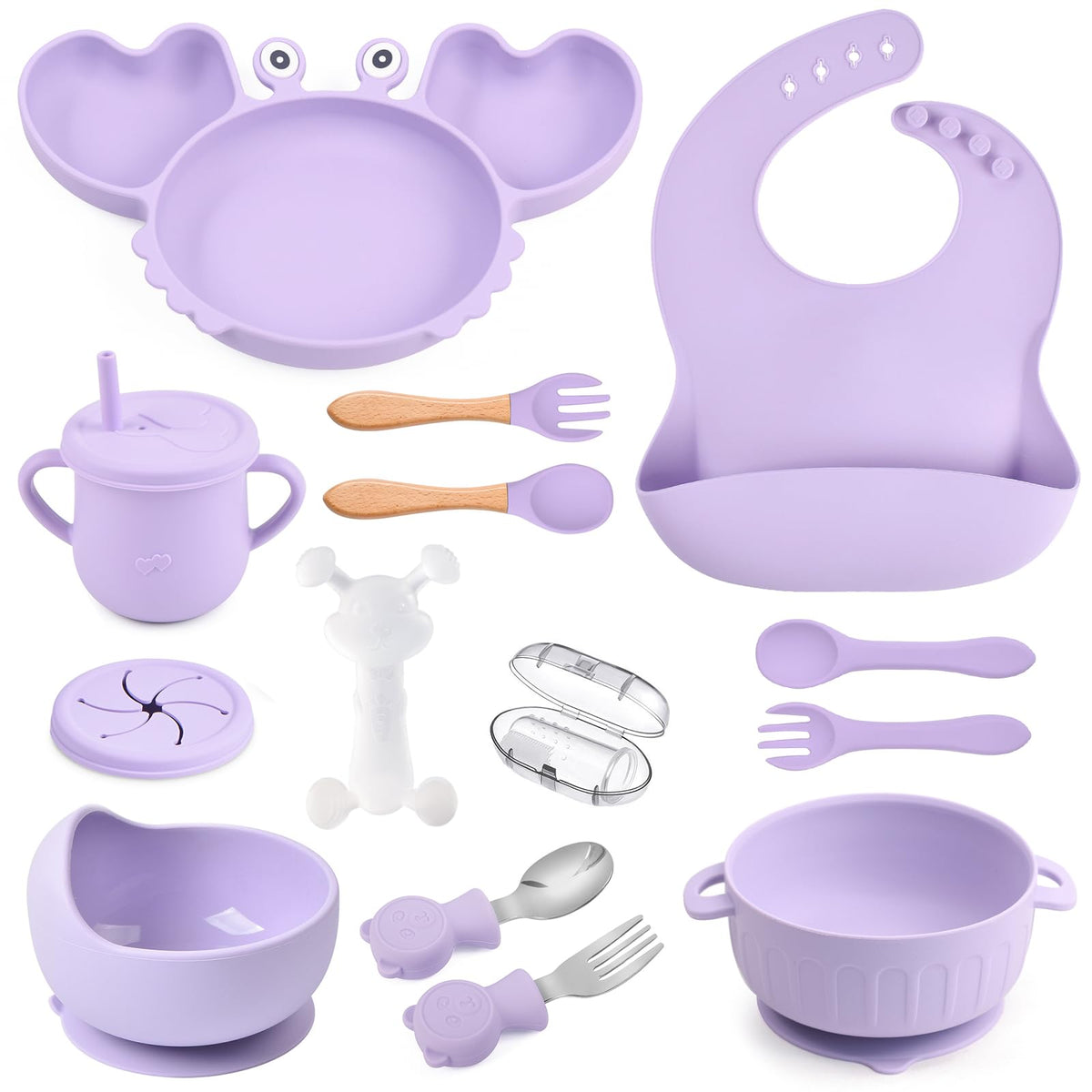 Mraisebossup silicone baby feeding set with plate suction demonstrating self-feeding aid and stability
