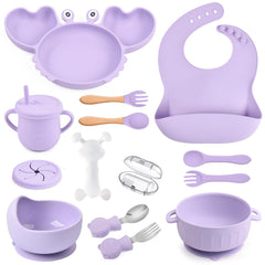 Mraisebossup silicone baby feeding set with plate suction demonstrating self-feeding aid and stability