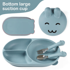 mraisebossup silicone baby plate blue divided tray helps organized meals for simple self-feeding