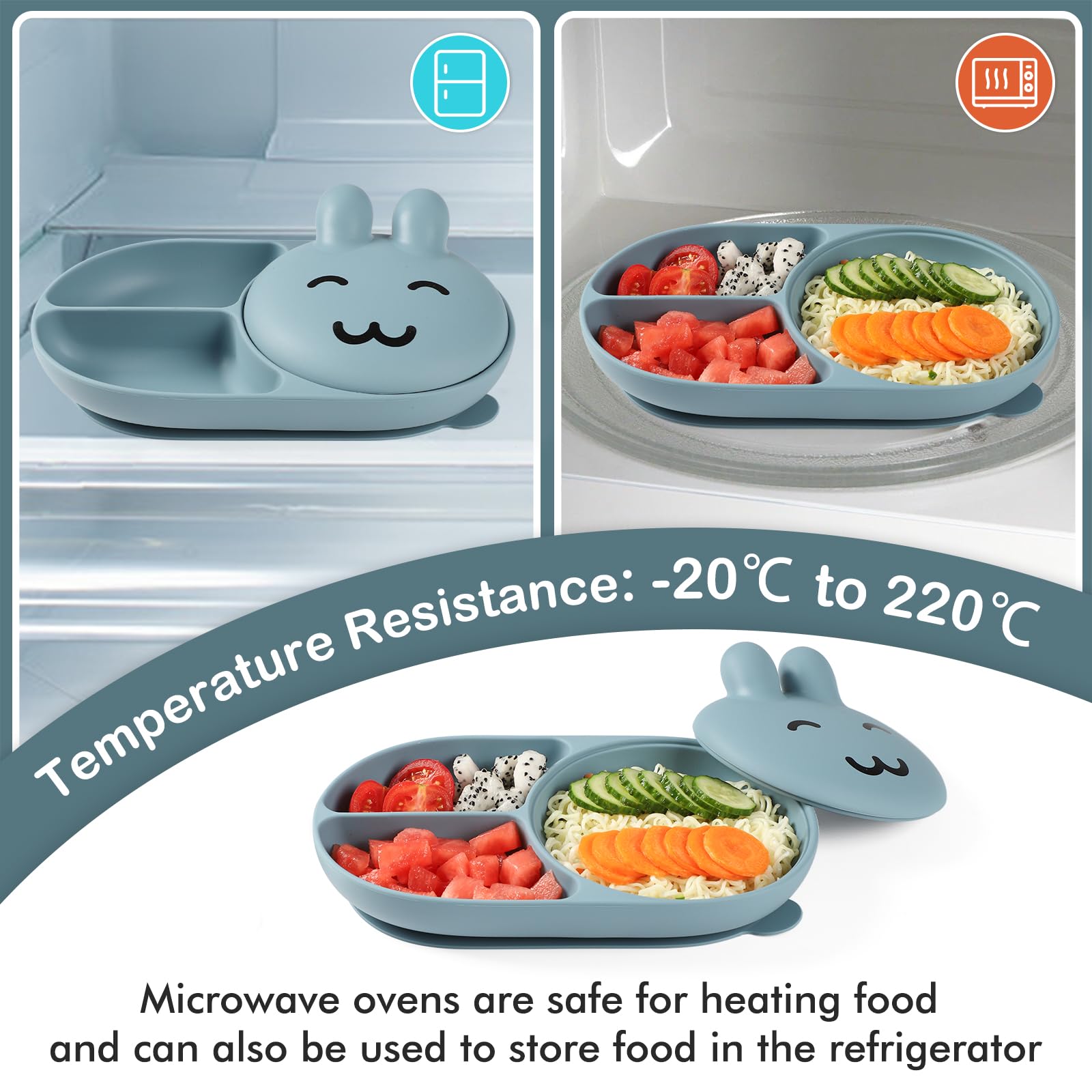 mraisebossup silicone baby plate blue packaging display appealing gift option