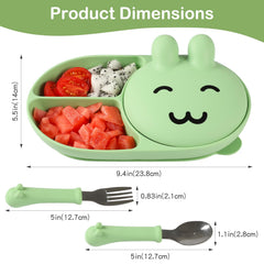 Mraisebossup silicone baby plate green divided-layout helps with portions and self-feeding