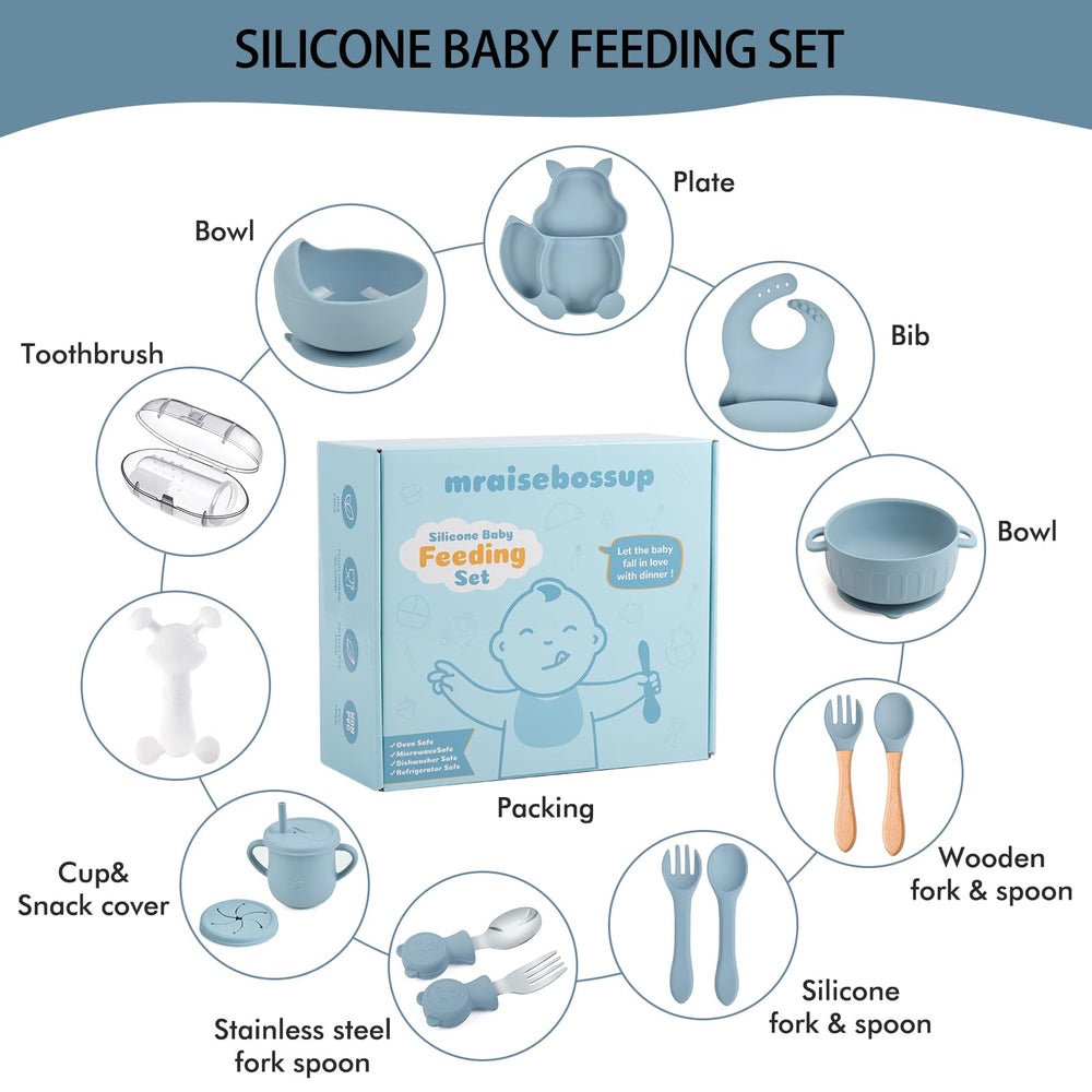 mraisebossup silicone baby snail bowl with suction helps prevent spills.