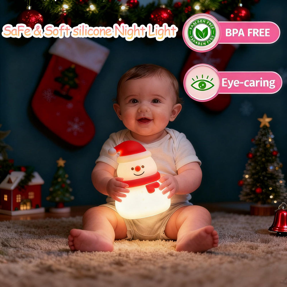 Mrauzlty small Christmas night light kid-friendly design enabling easy tap control.