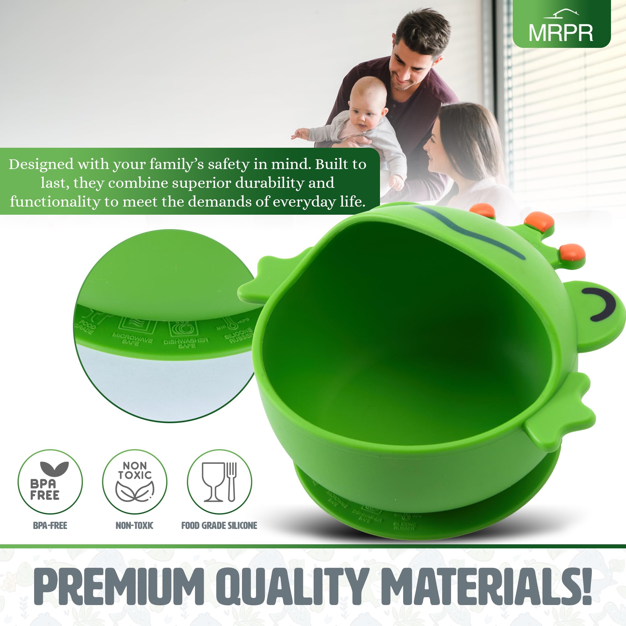 MRPR Hop & Snack Bowl supports independent feeding with a friendly frog look