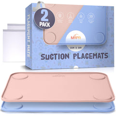 MRPR silicone placemats in use with baby food for easy cleanup after meals.