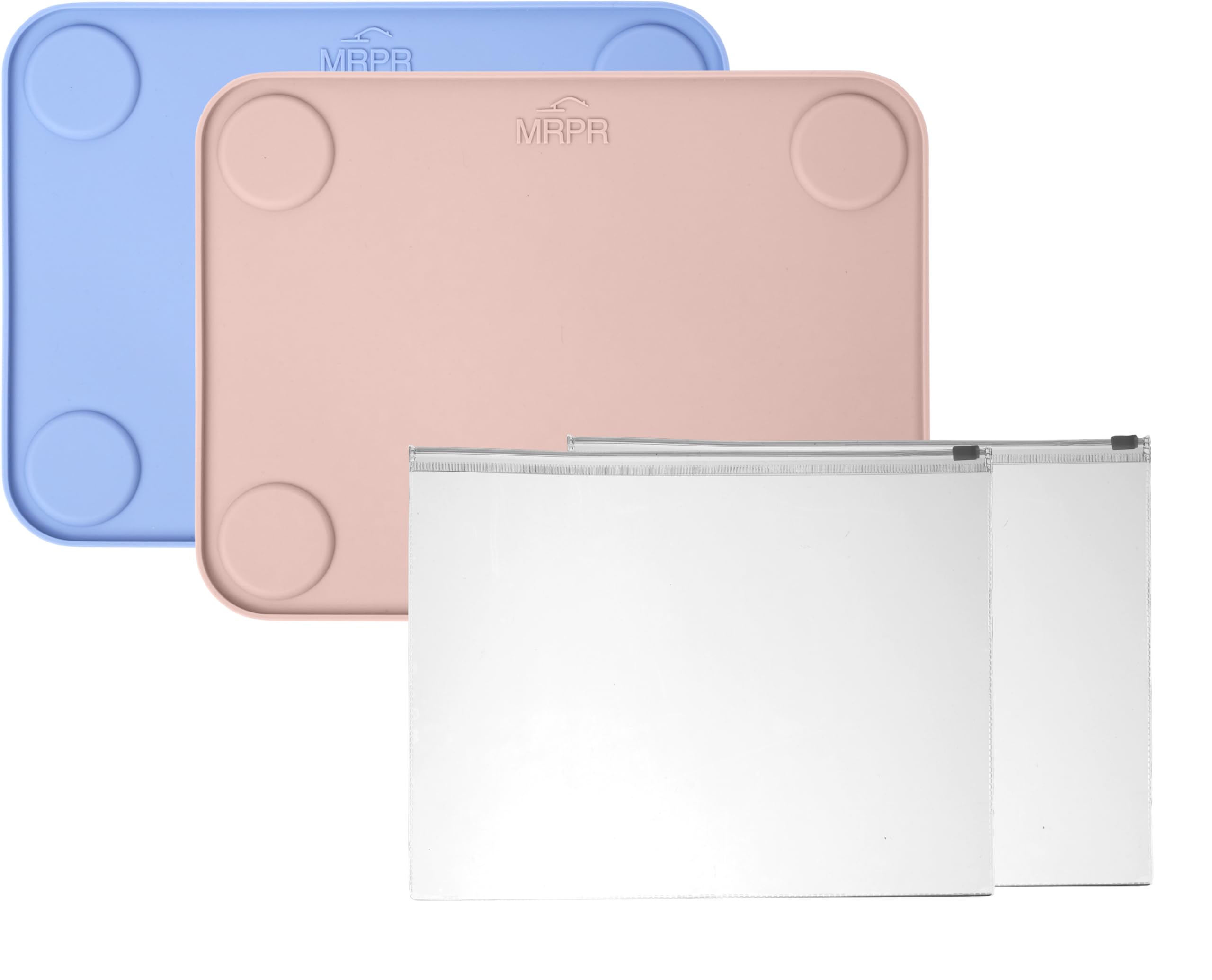MRPR silicone suction placemats with raised edges prevent toddler spills during meals.
