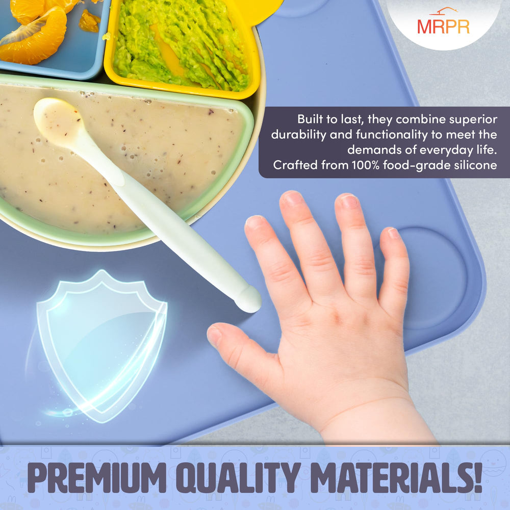 MRPR silicone placemats resist stains and odors for repeated use.