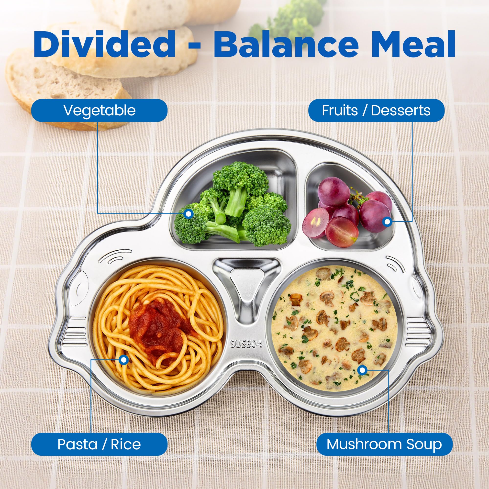 Mrs. Chou beetle-design plate with distinct sections encourages independent feeding