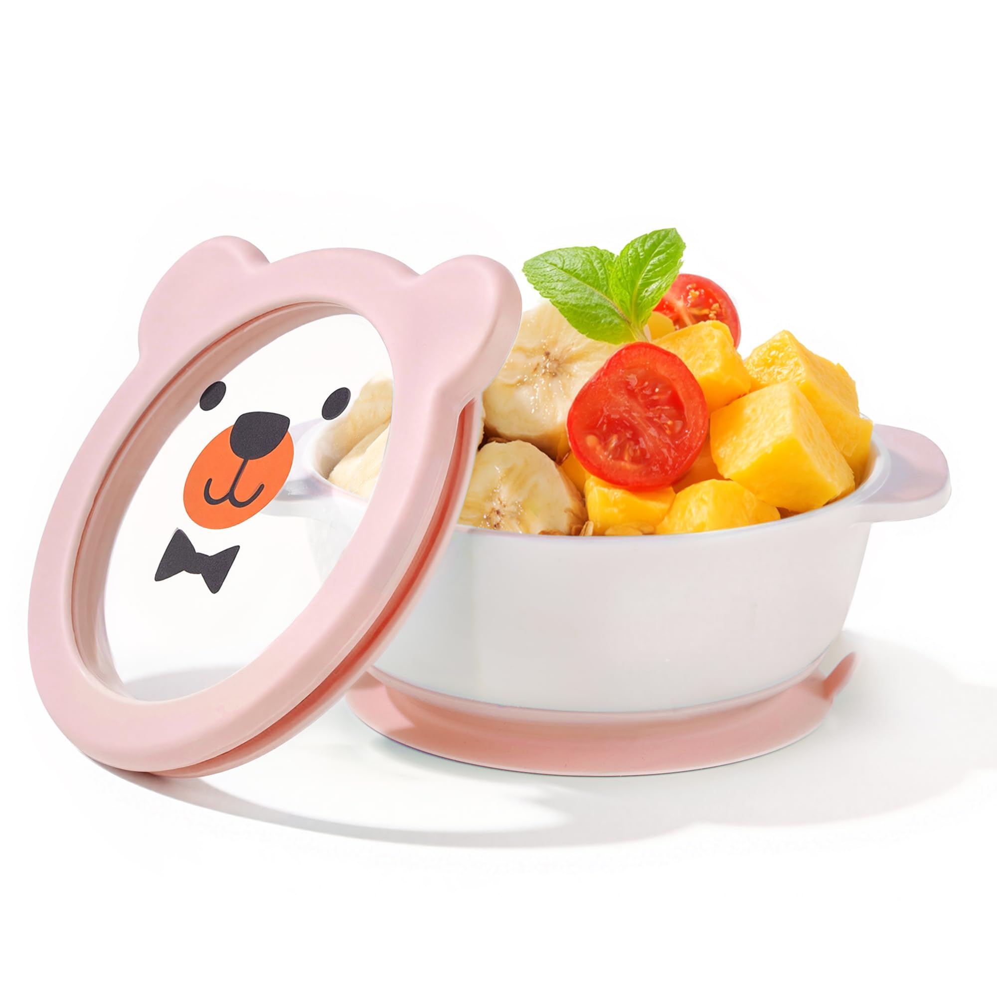 Mrs. Chou ceramic suction bowl on table reduces meal spills.