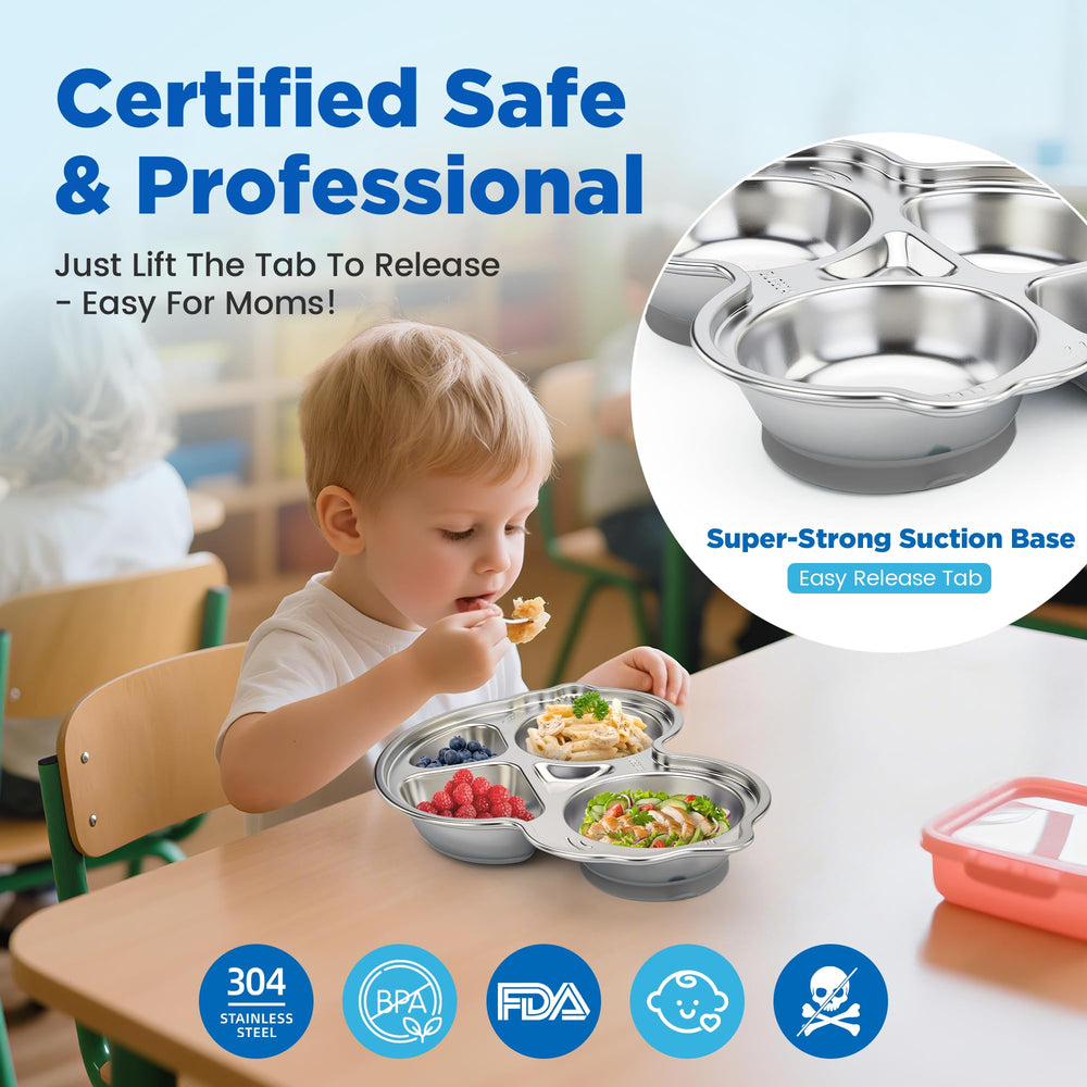 Mrs. Chou silicone suction base keeps plates in place for active eaters
