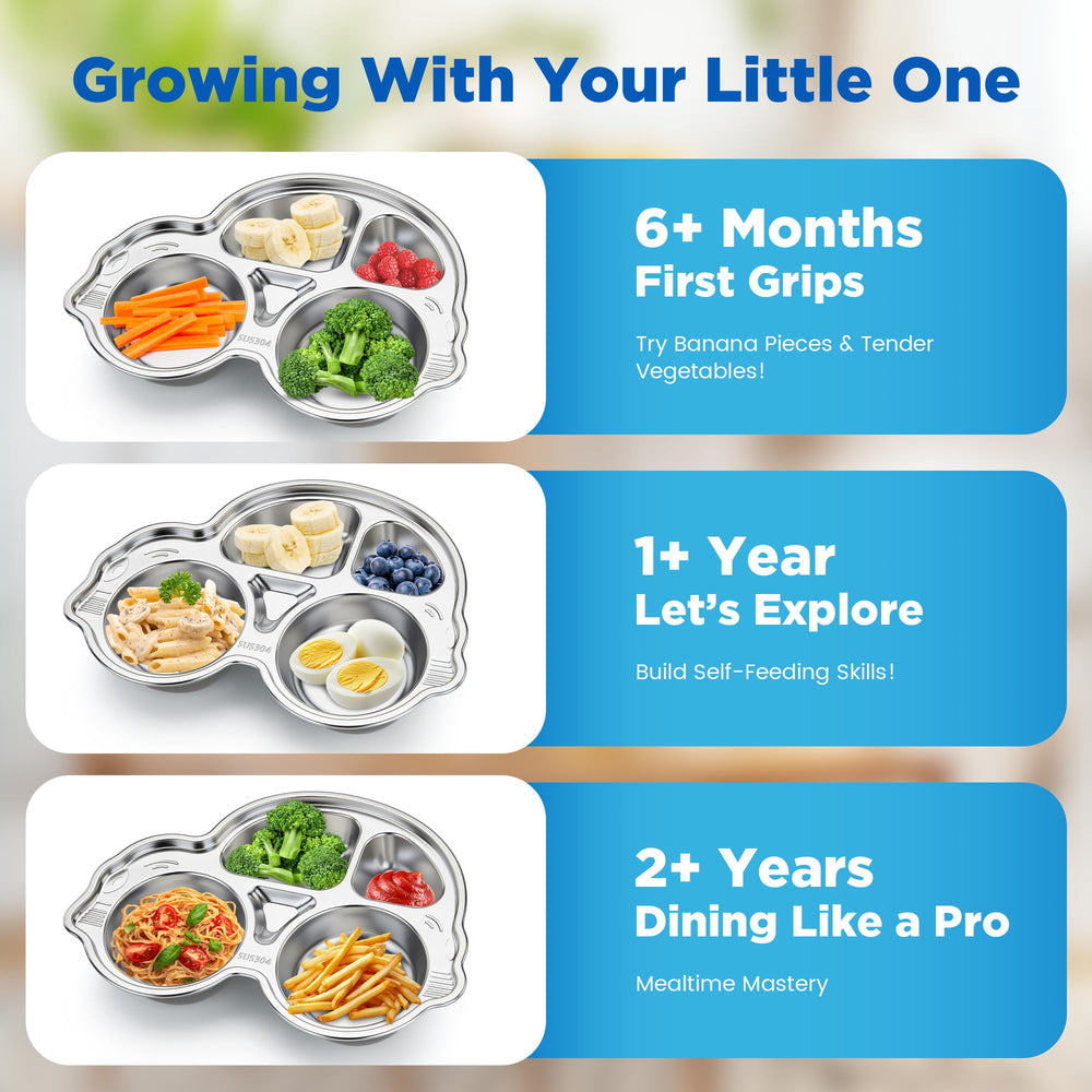 Mrs. Chou includes flatware pieces to support independent feeding