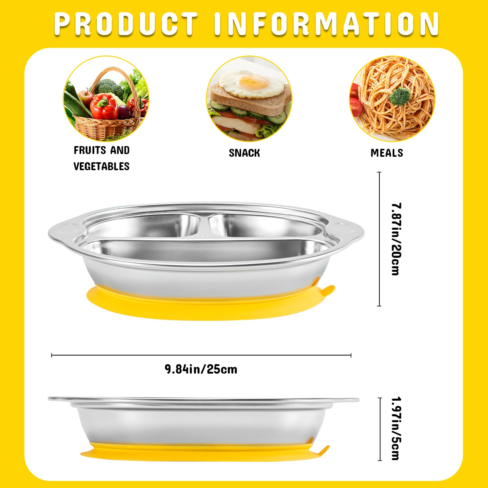Mrs. Chou yellow plate with training spoon for early self-feeding practice
