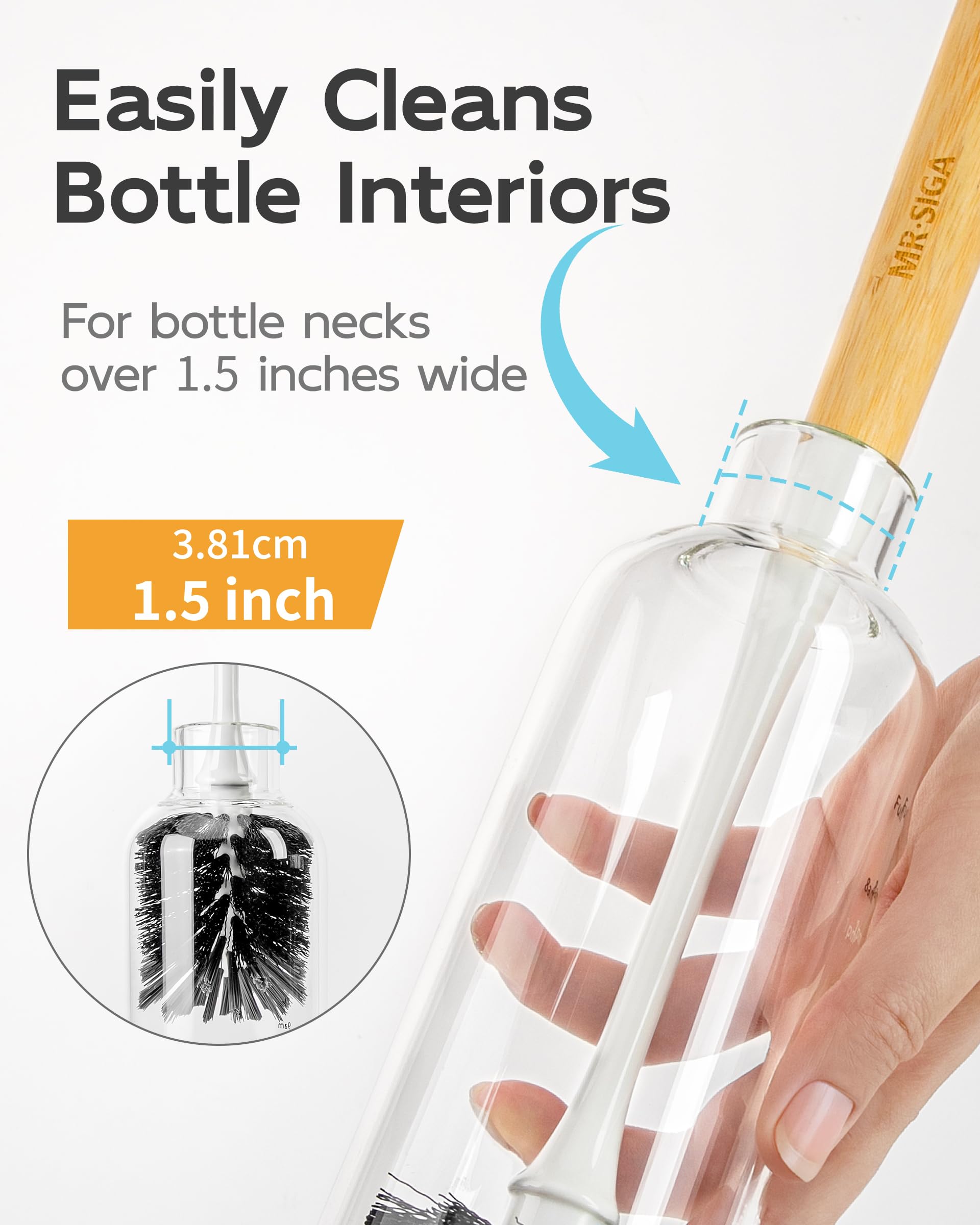 MR.SIGA 2-pack ensures one brush for water bottles and another for baby bottles