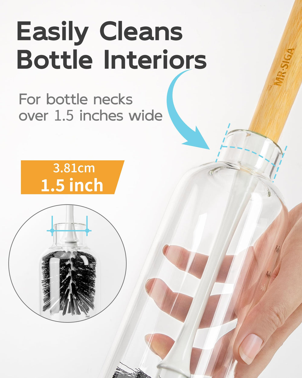 MR.SIGA 2-pack ensures one brush for water bottles and another for baby bottles