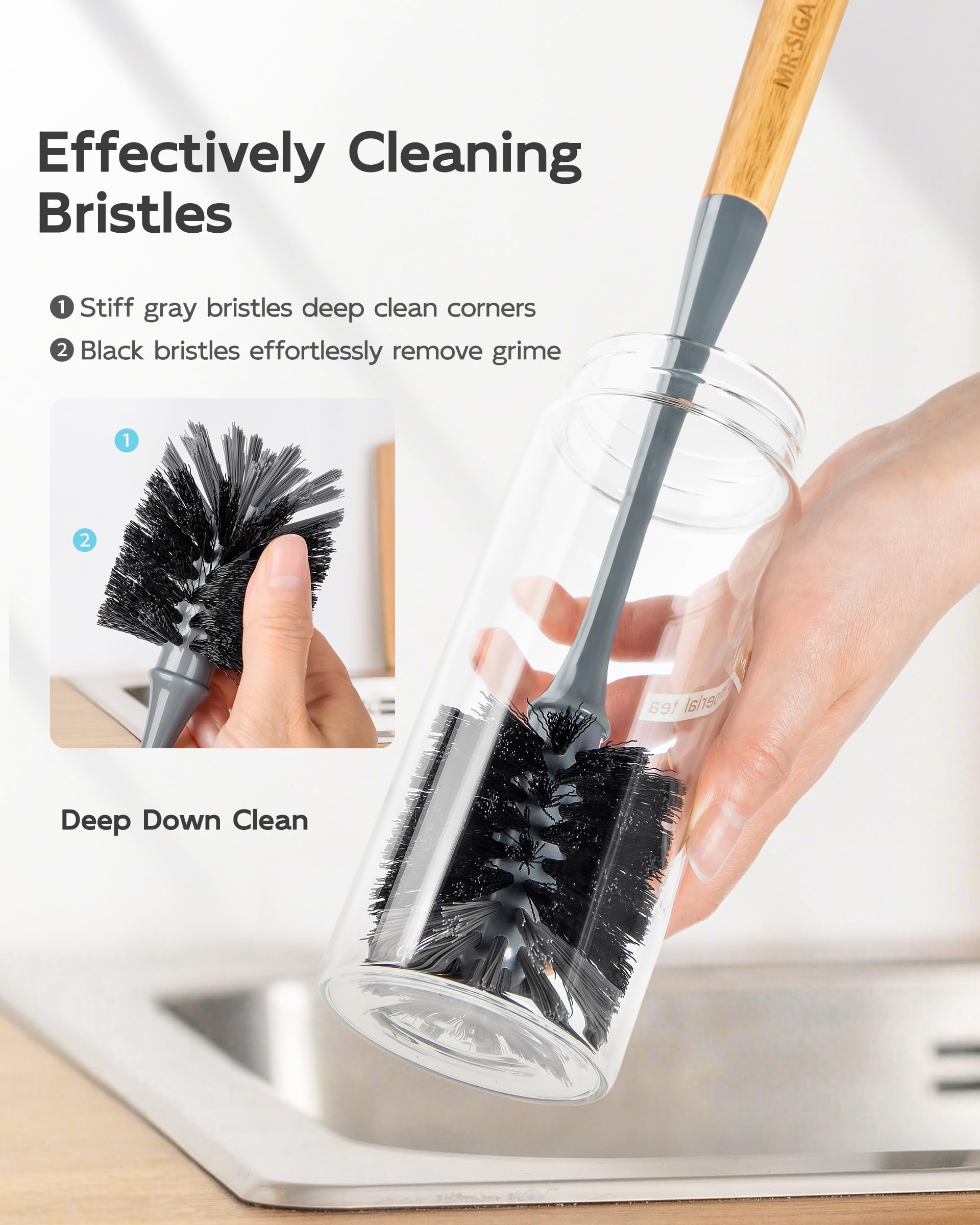 MR.SIGA bottle brush fits 1.5-inch or wider bottles for versatile cleaning