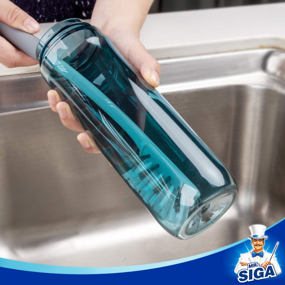 MR.SIGA bottle brush ergonomic handle provides comfortable grip even when wet or soapy.